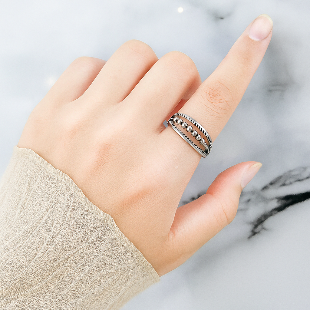 SMJEL Anti Stress Anxiety Ring Fidget Spinner Rings Adjustable for Women Rotating Freely Spinning Accessories Jewelry Gifts Kwirko