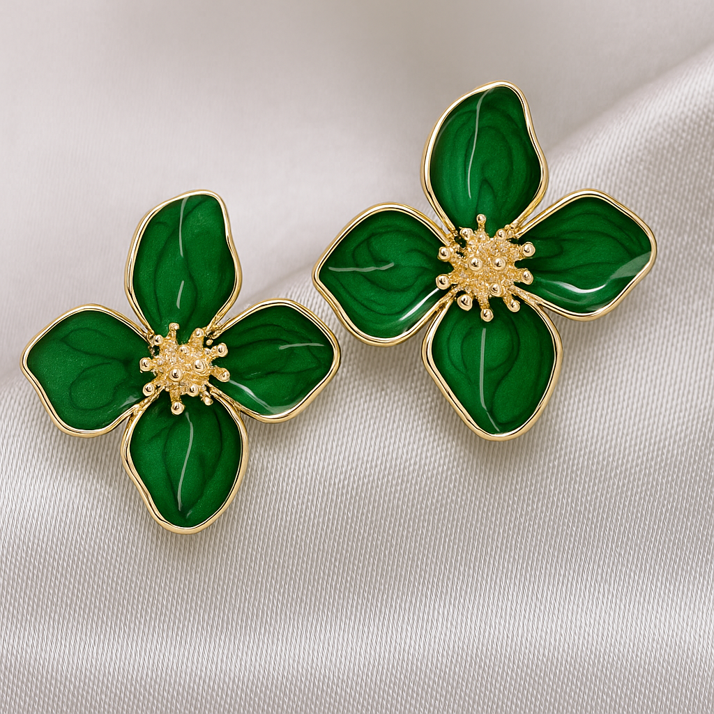 Fashion Korean Women Retro Drip Glaze Red Flower Earrings Women for Delicate Earrings Luxury Couple Engagement Jewelry Gift Kwirko