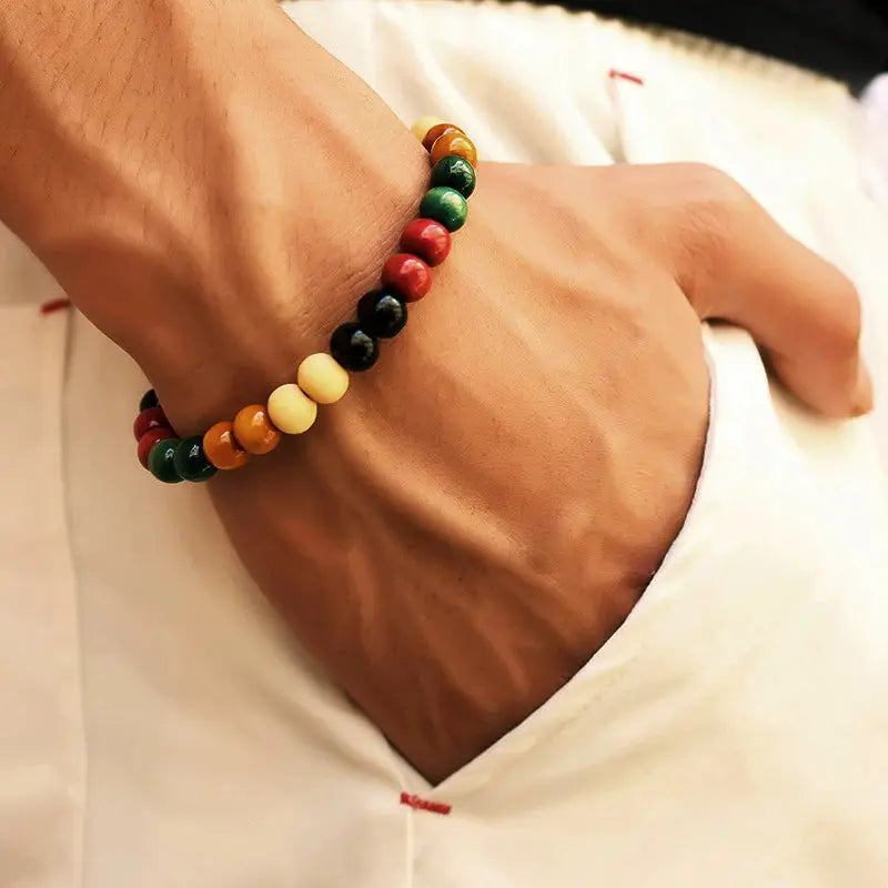 Lava Vibes – Volcanic Stone & Wooden Bead Buddha Bracelet for Men & Women Kwirko