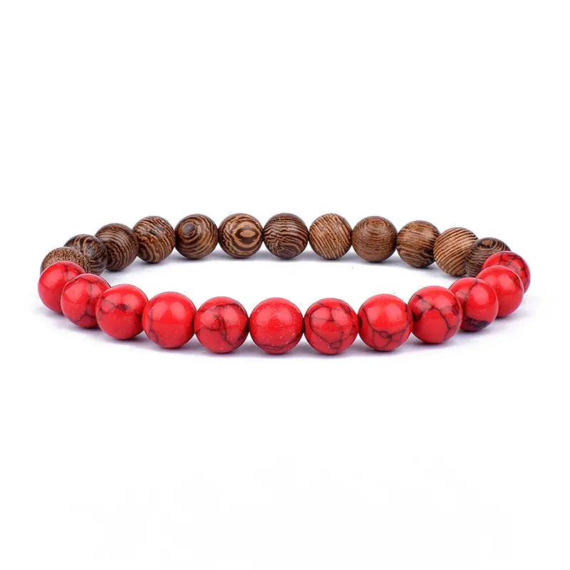 Lava Vibes – Volcanic Stone & Wooden Bead Buddha Bracelet for Men & Women Kwirko