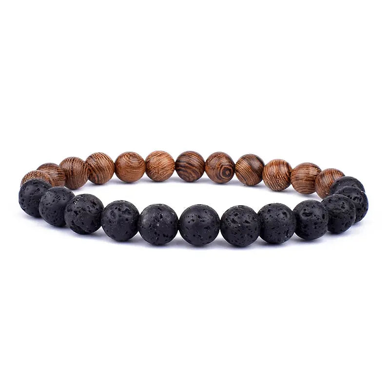 Lava Vibes – Volcanic Stone & Wooden Bead Buddha Bracelet for Men & Women Kwirko