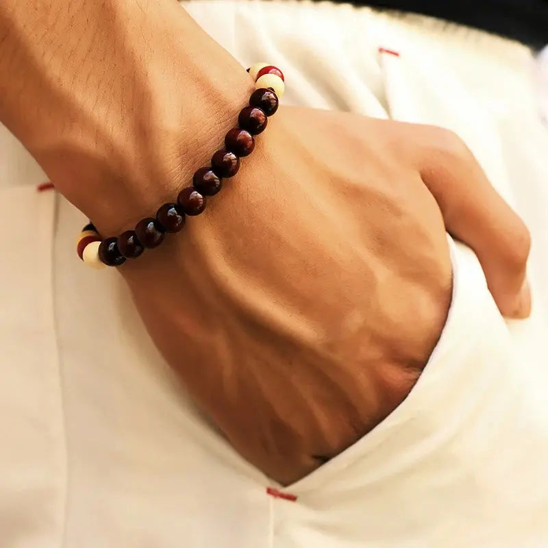 Lava Vibes – Volcanic Stone & Wooden Bead Buddha Bracelet for Men & Women Kwirko