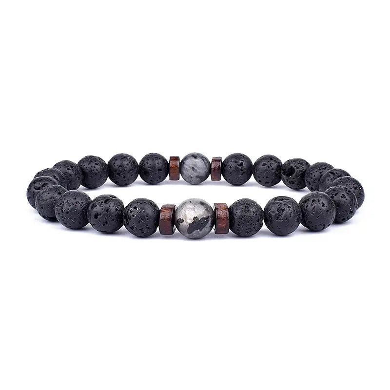 Lava Vibes – Volcanic Stone & Wooden Bead Buddha Bracelet for Men & Women Kwirko