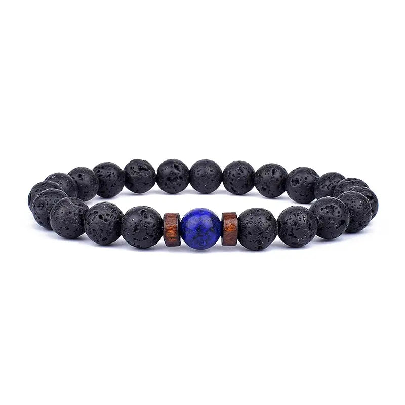 Lava Vibes – Volcanic Stone & Wooden Bead Buddha Bracelet for Men & Women Kwirko