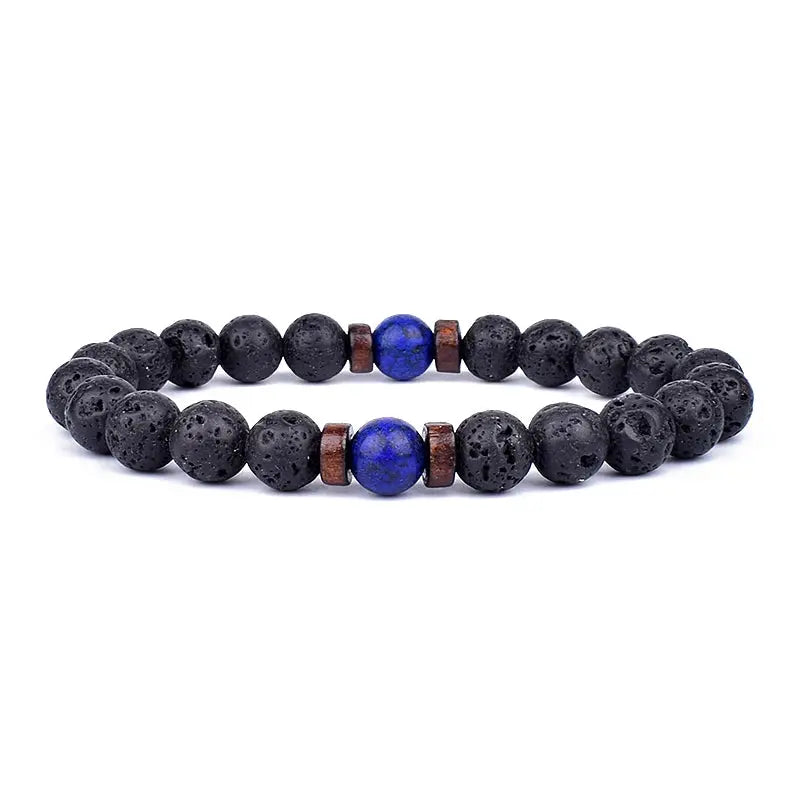 Lava Vibes – Volcanic Stone & Wooden Bead Buddha Bracelet for Men & Women Kwirko