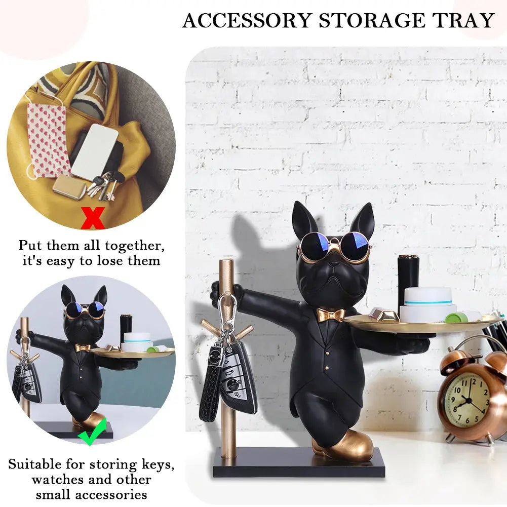 Bulldog Butler Sculpture – Cool Resin Tray & Coin Holder Kwirko