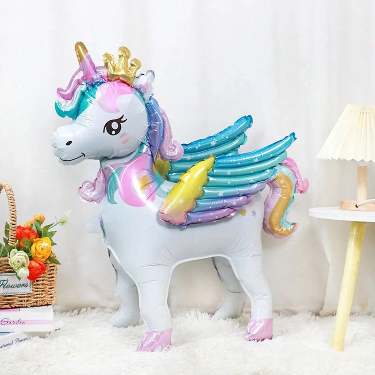 Magic Mane – Freestanding Rainbow Unicorn Balloon for Birthday & Party Décor Kwirko