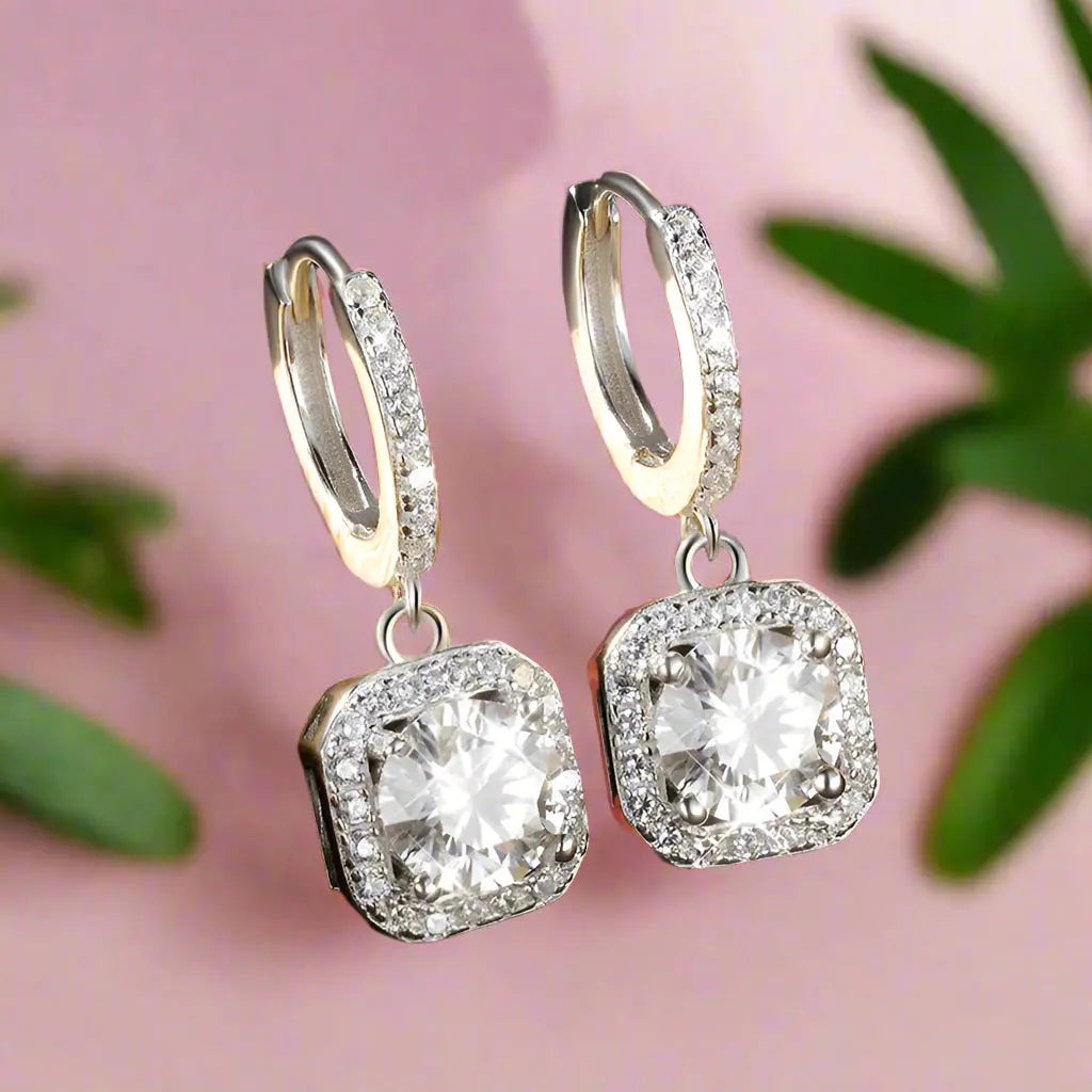 Moissanite Glow Studs – Radiant 18K White Gold Plated over S925 Silver Kwirko