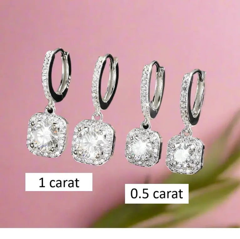 Moissanite Glow Studs – Radiant 18K White Gold Plated over S925 Silver Kwirko