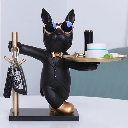Bulldog Butler Sculpture – Cool Resin Tray & Coin Holder Kwirko