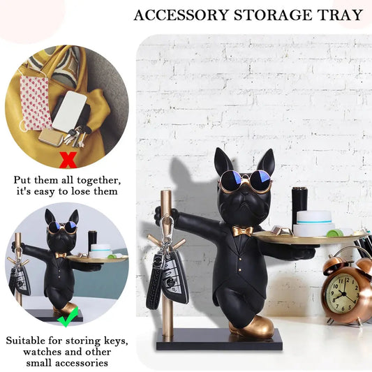 Bulldog Butler Sculpture – Cool Resin Tray & Coin Holder Kwirko